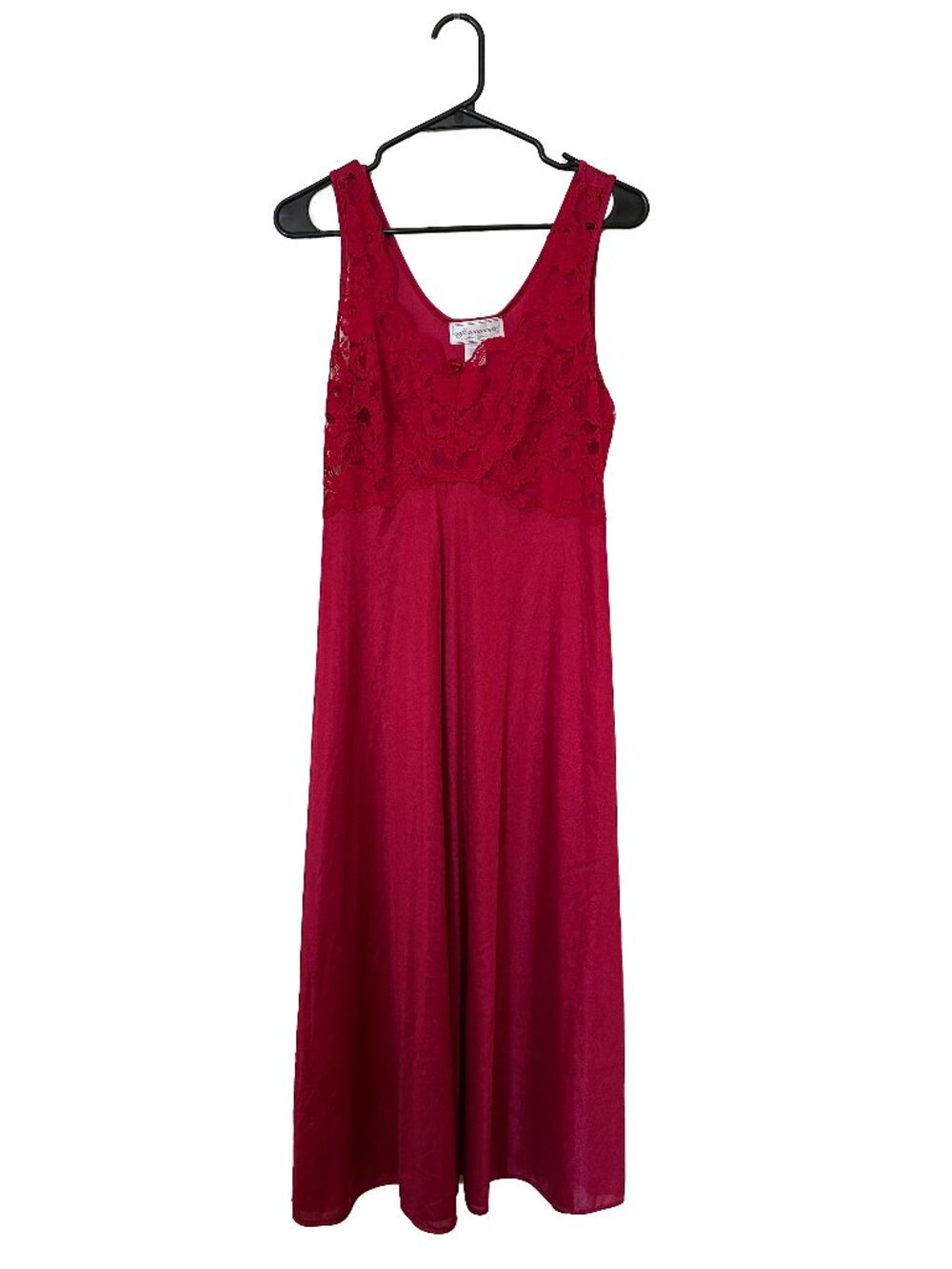 Romantic Red Lacy Slip Midi Dress Vintage 80s 90s